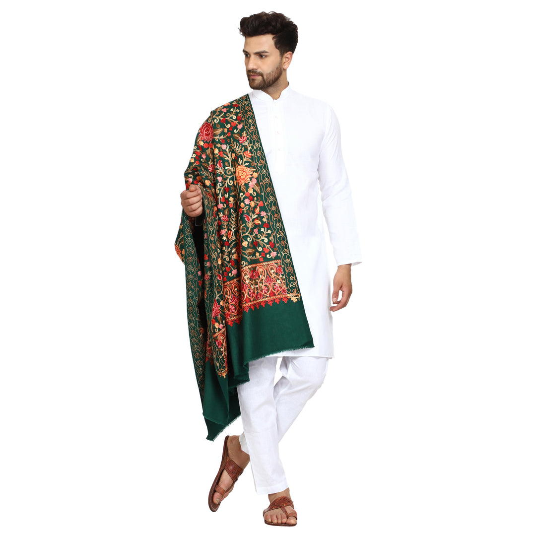 Men's Aari Embroidered Wool Shawl
