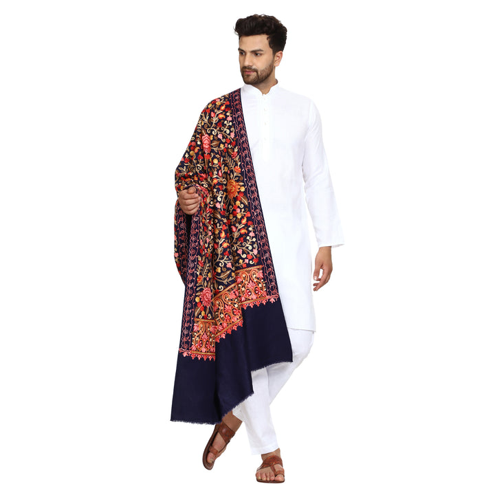 Men's Aari Embroidered Wool Shawl
