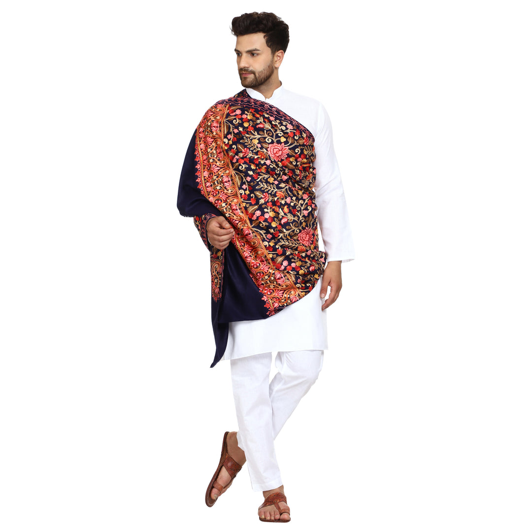 Men's Aari Embroidered Wool Shawl