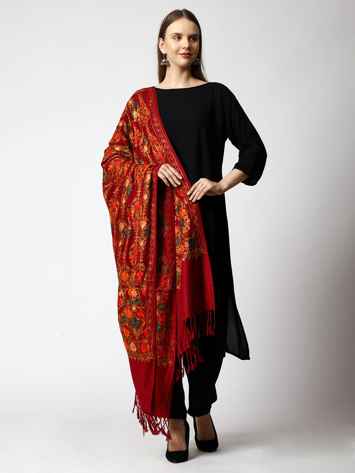 Women's Aari Embroidered Wool Shawl