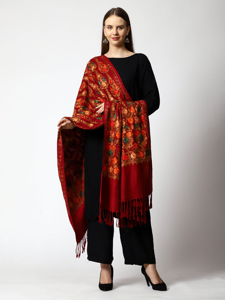 Women's Aari Embroidered Wool Shawl