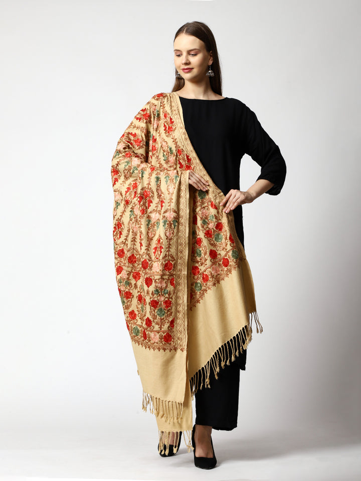 Women's Aari Embroidered Wool Shawl