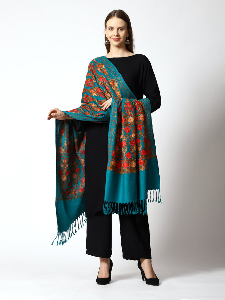 Women's Aari Embroidered Wool Shawl