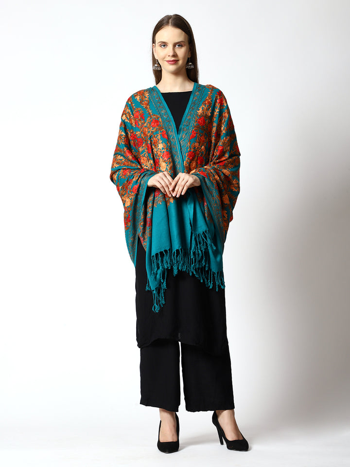 Women's Aari Embroidered Wool Shawl