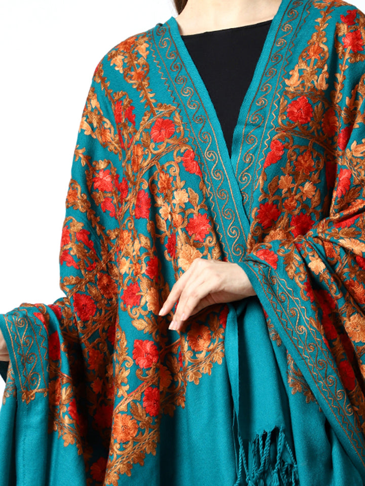 Women's Aari Embroidered Wool Shawl