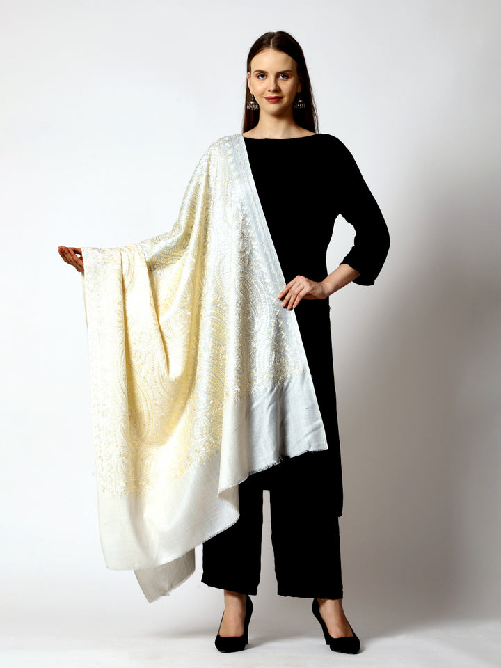 Women's Aari Embroidered Wool Shawl