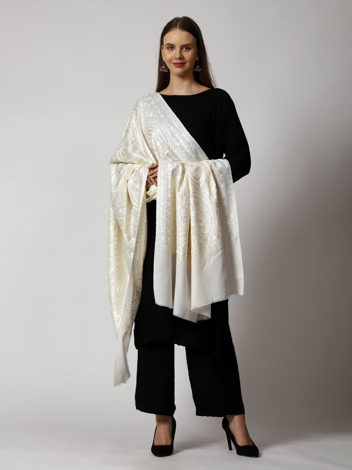 Women's Aari Embroidered Wool Shawl