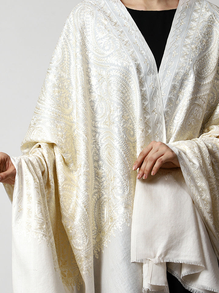 Women's Aari Embroidered Wool Shawl
