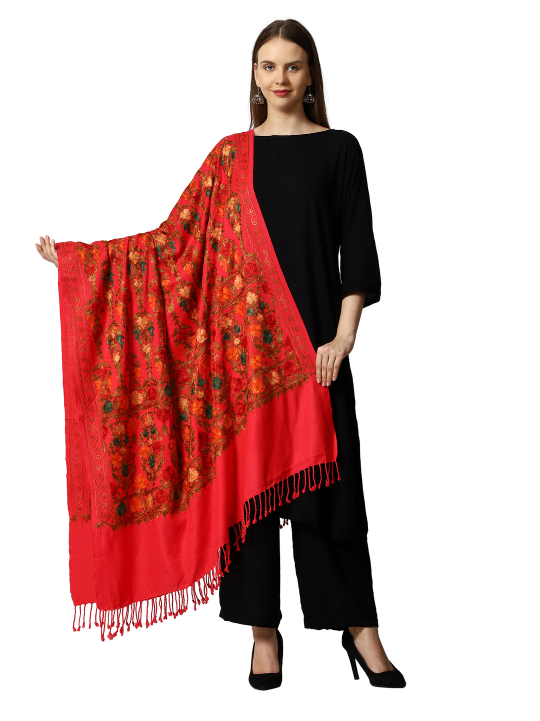 Women's Aari Embroidered Wool Shawl