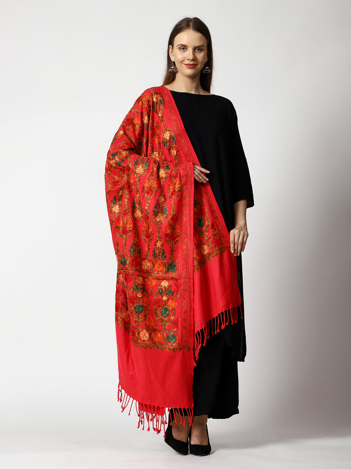 Women's Aari Embroidered Wool Shawl