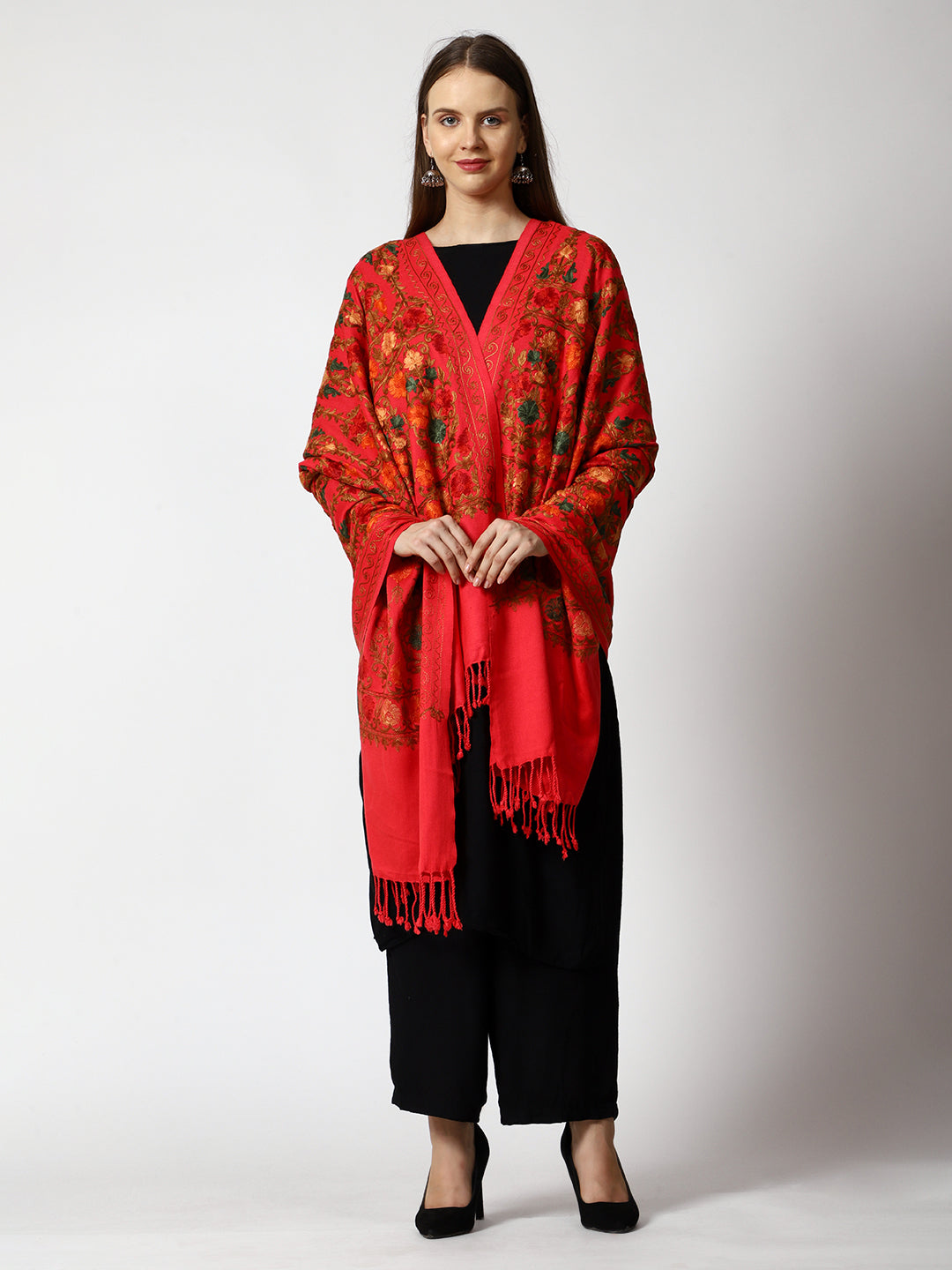 Women's Aari Embroidered Wool Shawl