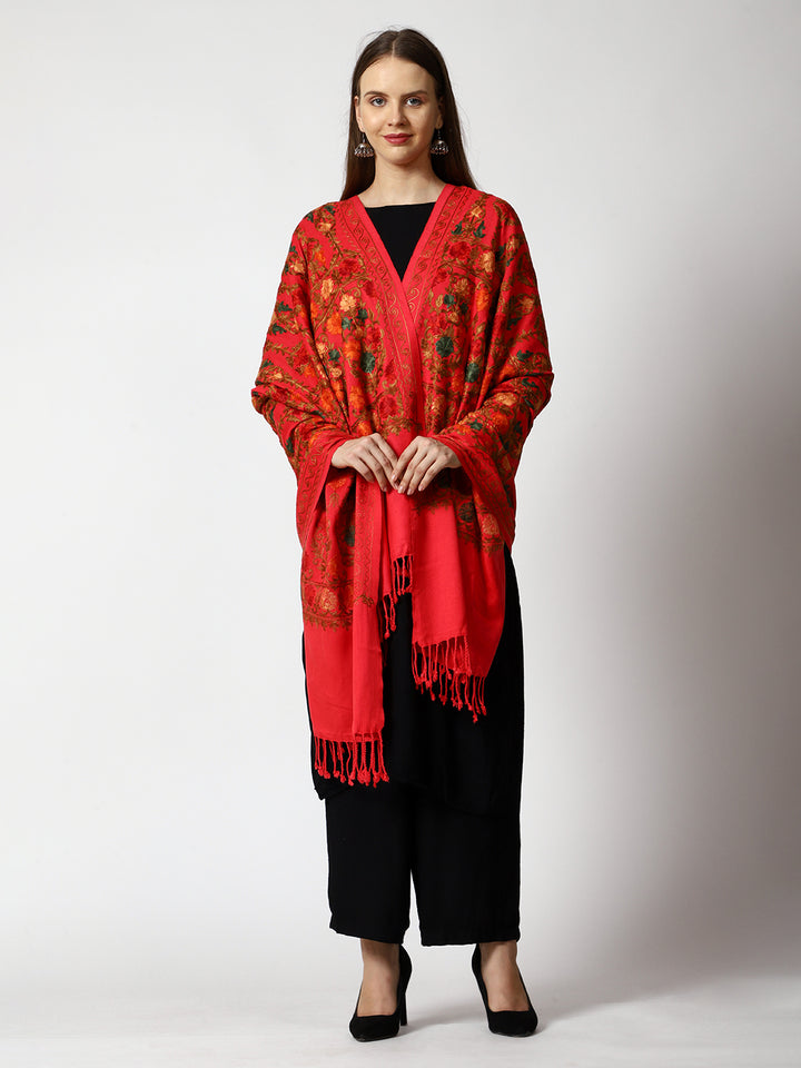Women's Aari Embroidered Wool Shawl