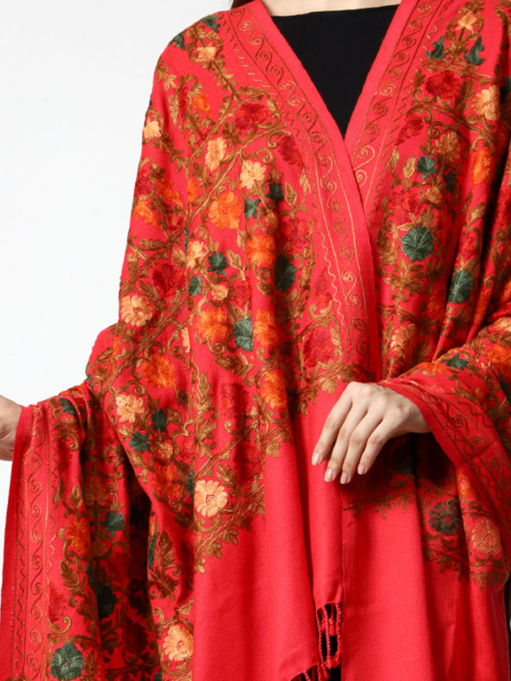 Women's Aari Embroidered Wool Shawl
