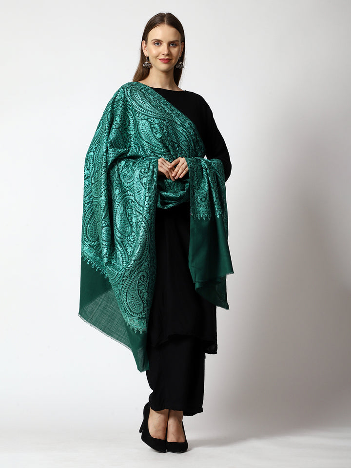Women's Aari Embroidered Wool Shawl