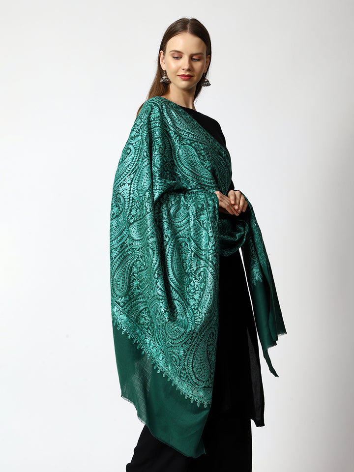 Women's Aari Embroidered Wool Shawl