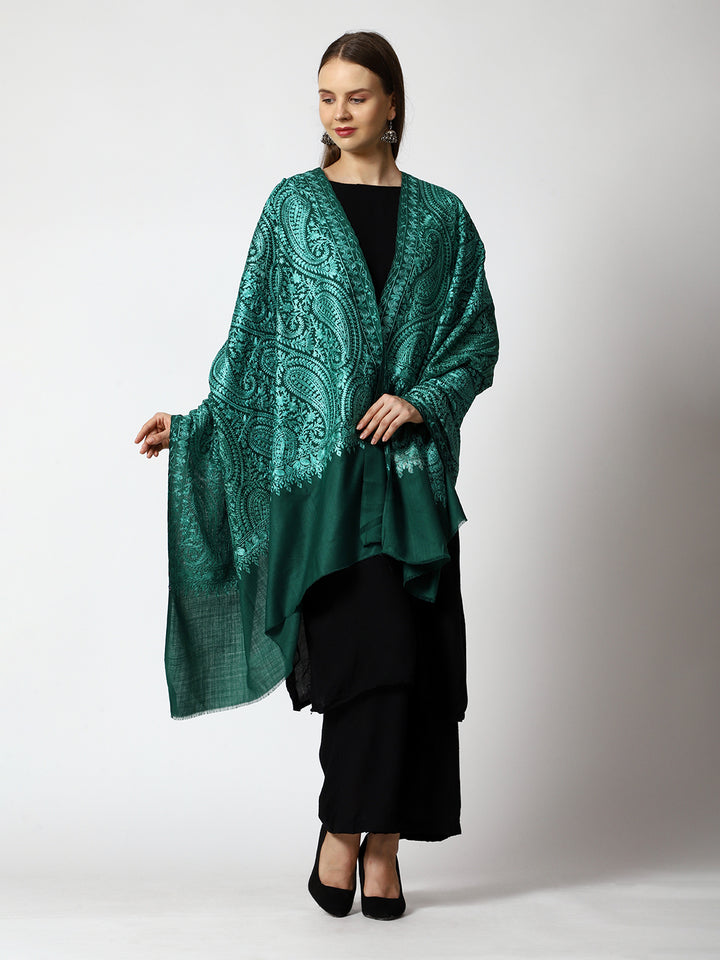 Women's Aari Embroidered Wool Shawl