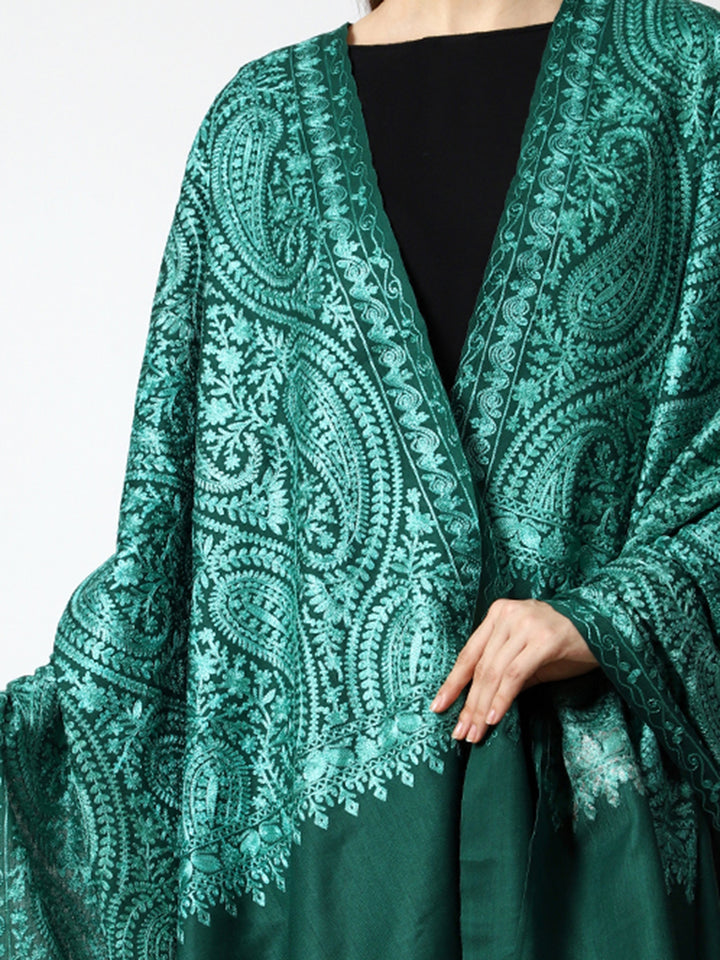 Women's Aari Embroidered Wool Shawl