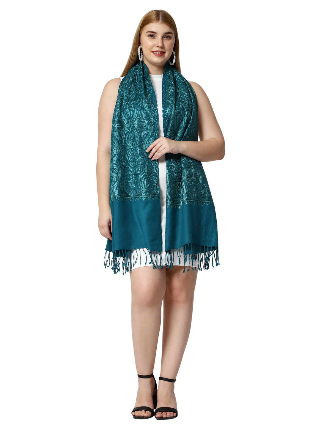 Women's Aari Embroidery Wool Stole