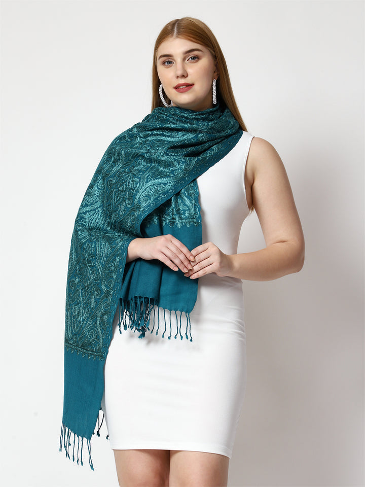 Women's Aari Embroidery Wool Stole