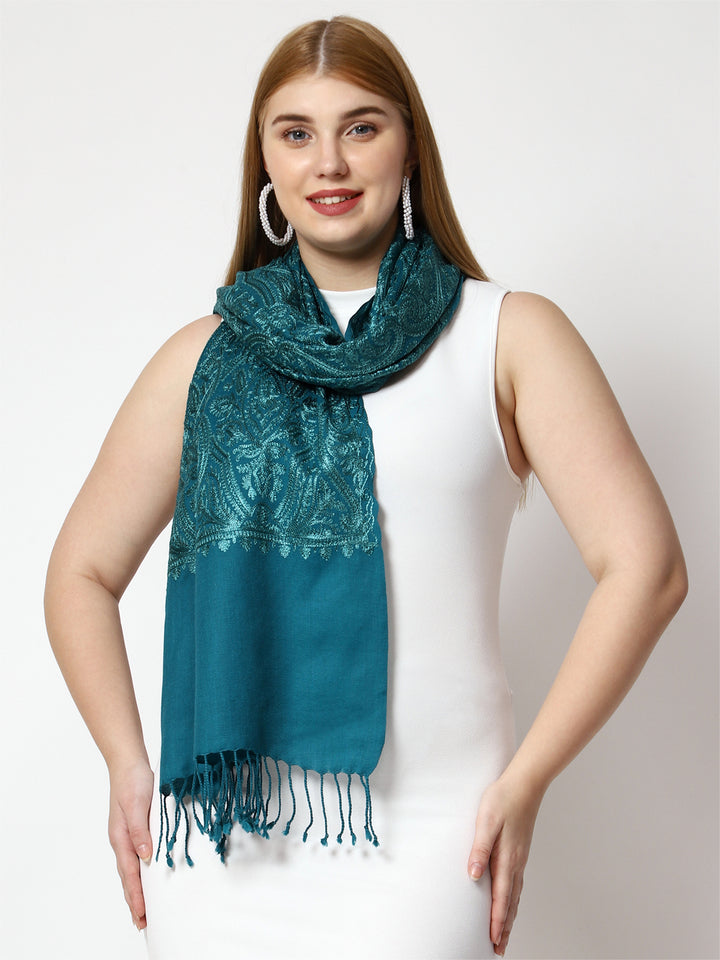 Women's Aari Embroidery Wool Stole