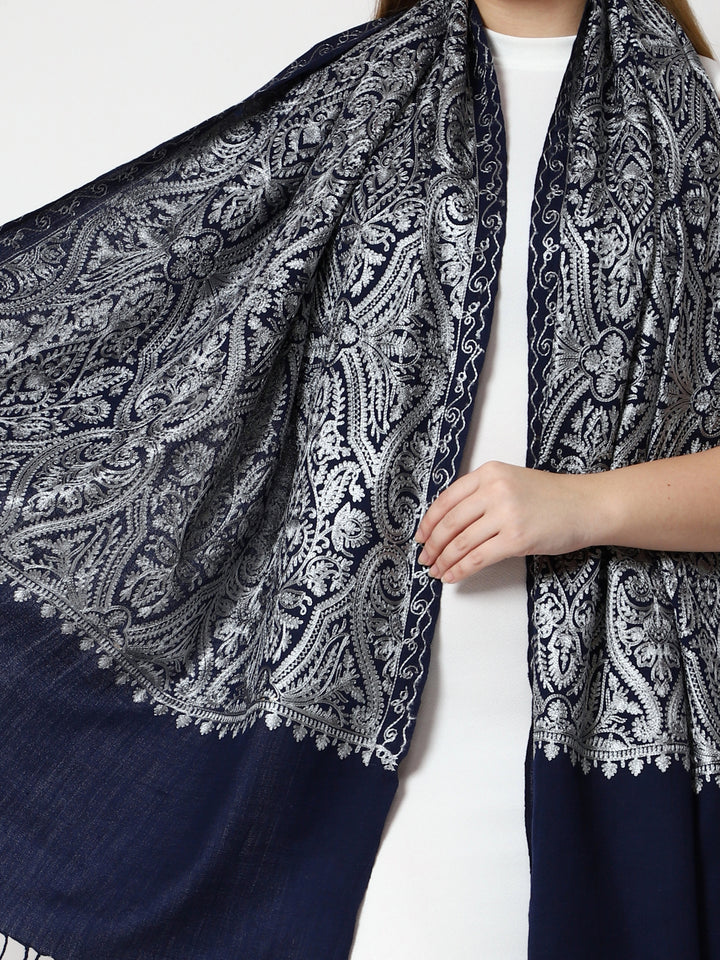 Women's Aari Embroidery Wool Stole