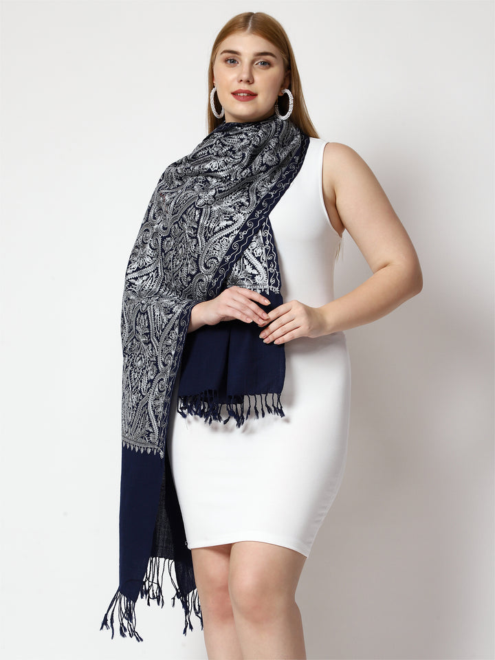 Women's Aari Embroidery Wool Stole