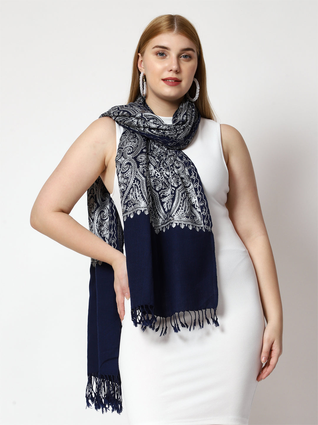 Women's Aari Embroidery Wool Stole