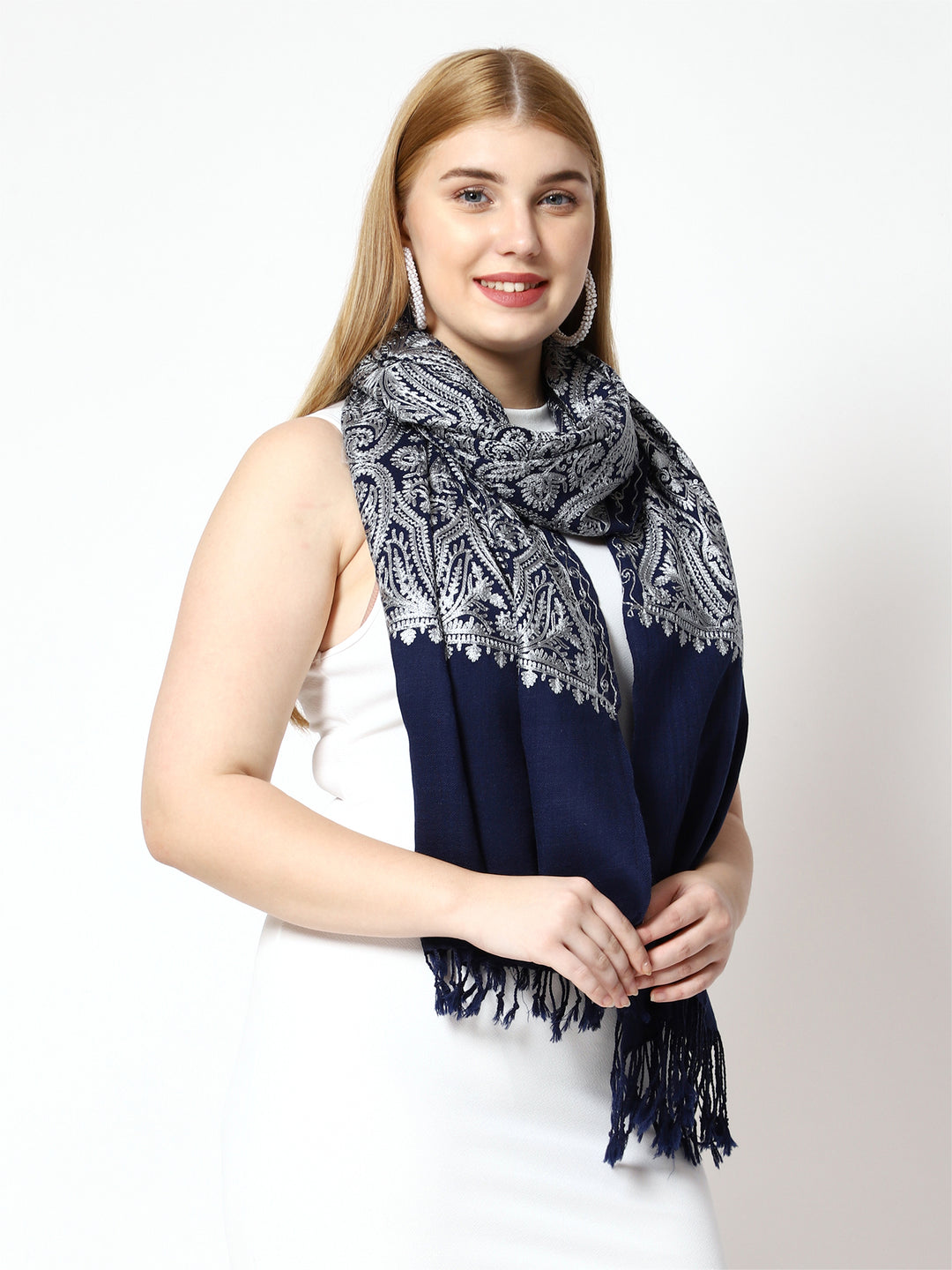 Women's Aari Embroidery Wool Stole