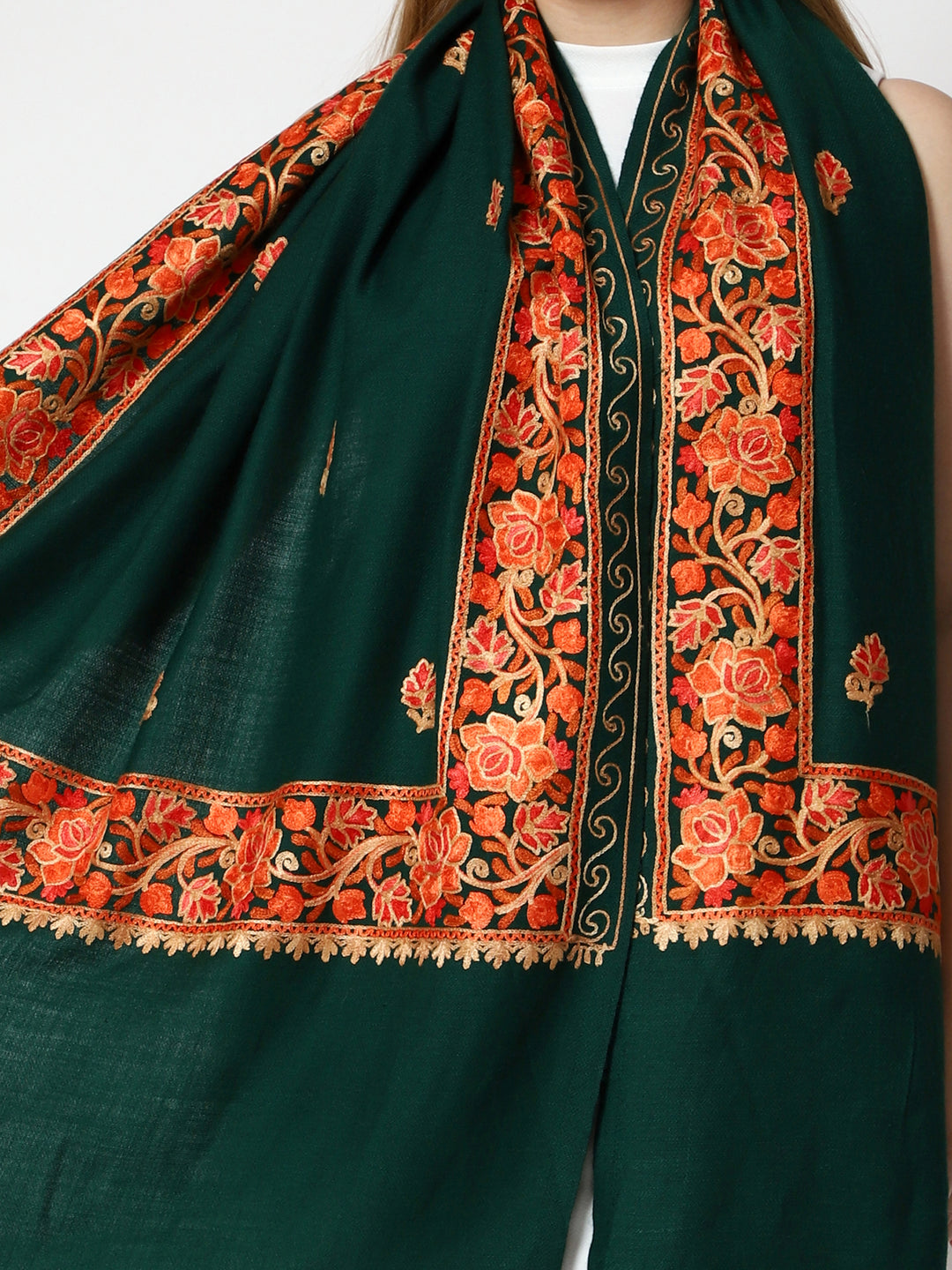 Women's Aari Embroidery Wool Stole