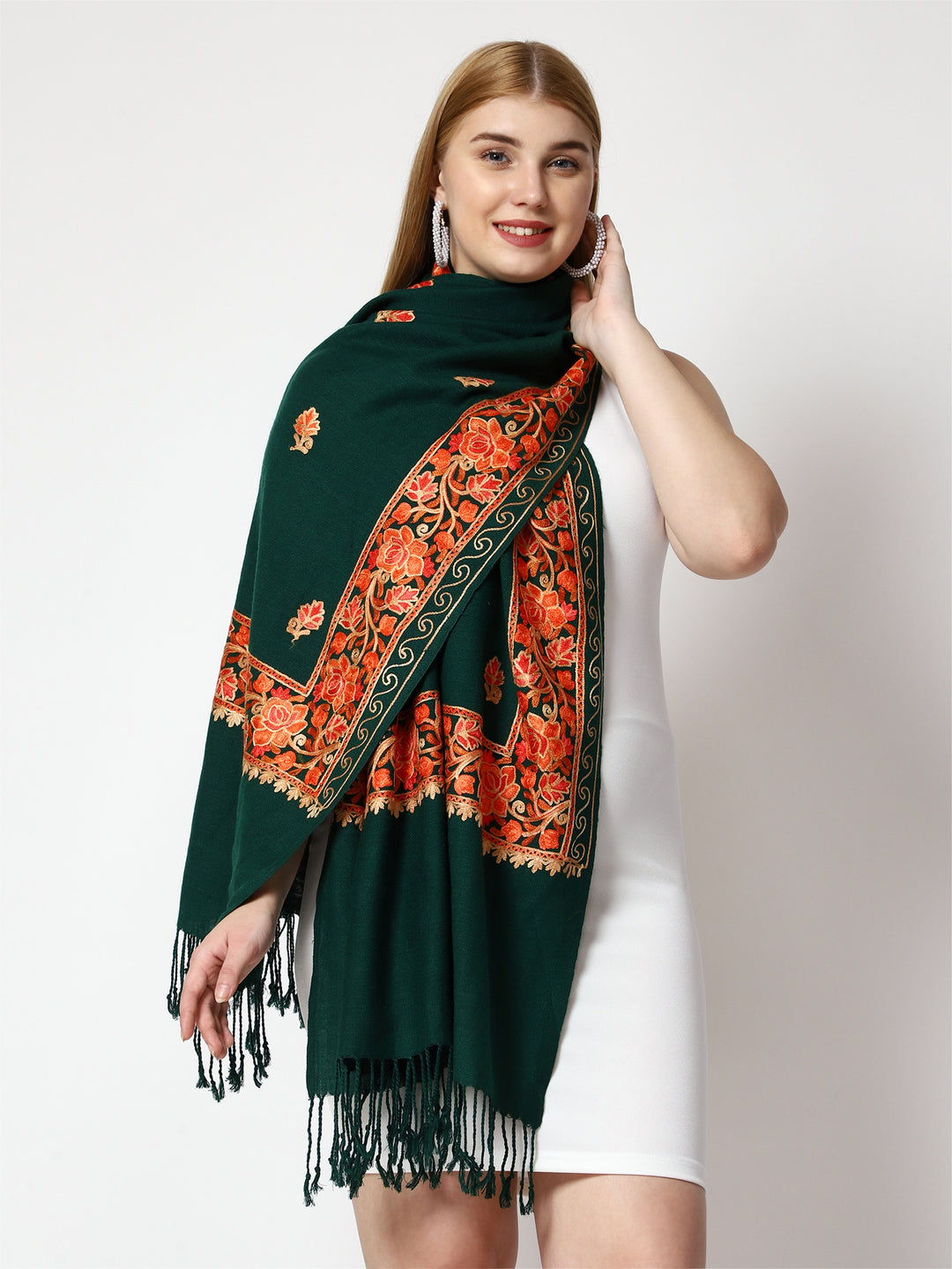 Women's Aari Embroidery Wool Stole