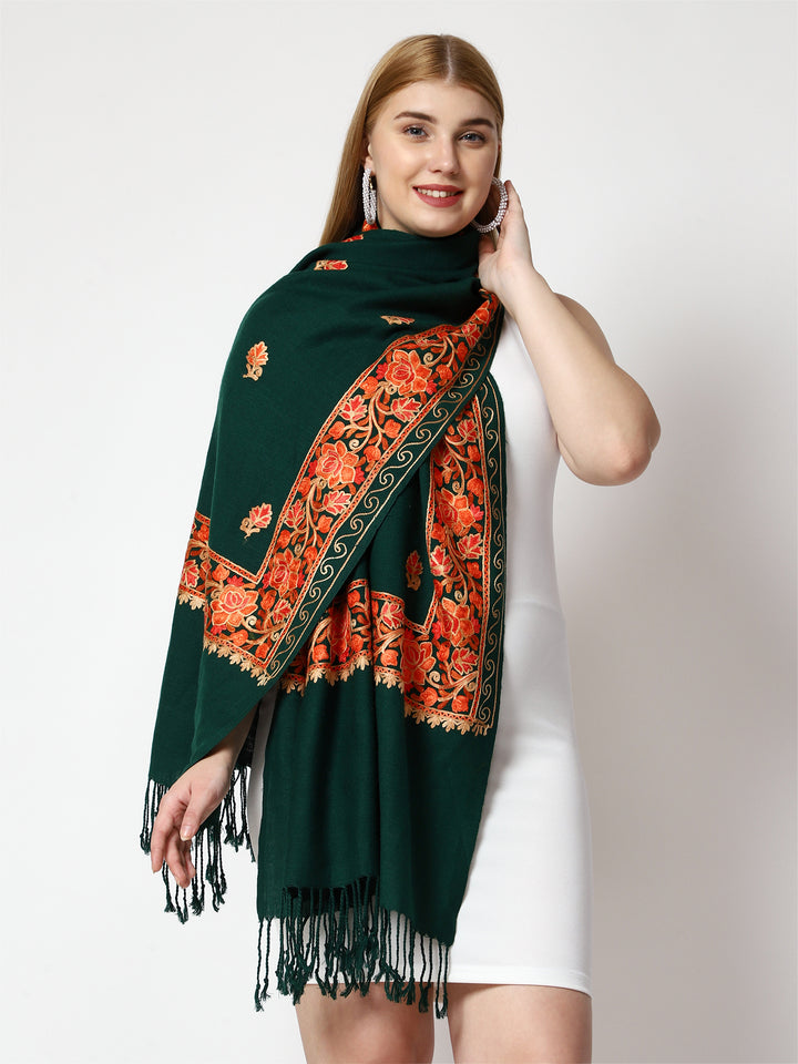 Women's Aari Embroidery Wool Stole