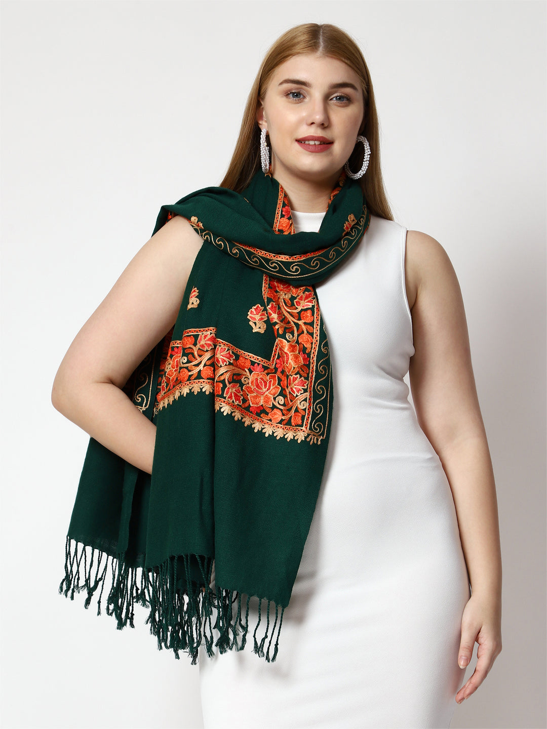 Women's Aari Embroidery Wool Stole