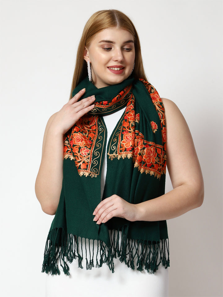 Women's Aari Embroidery Wool Stole