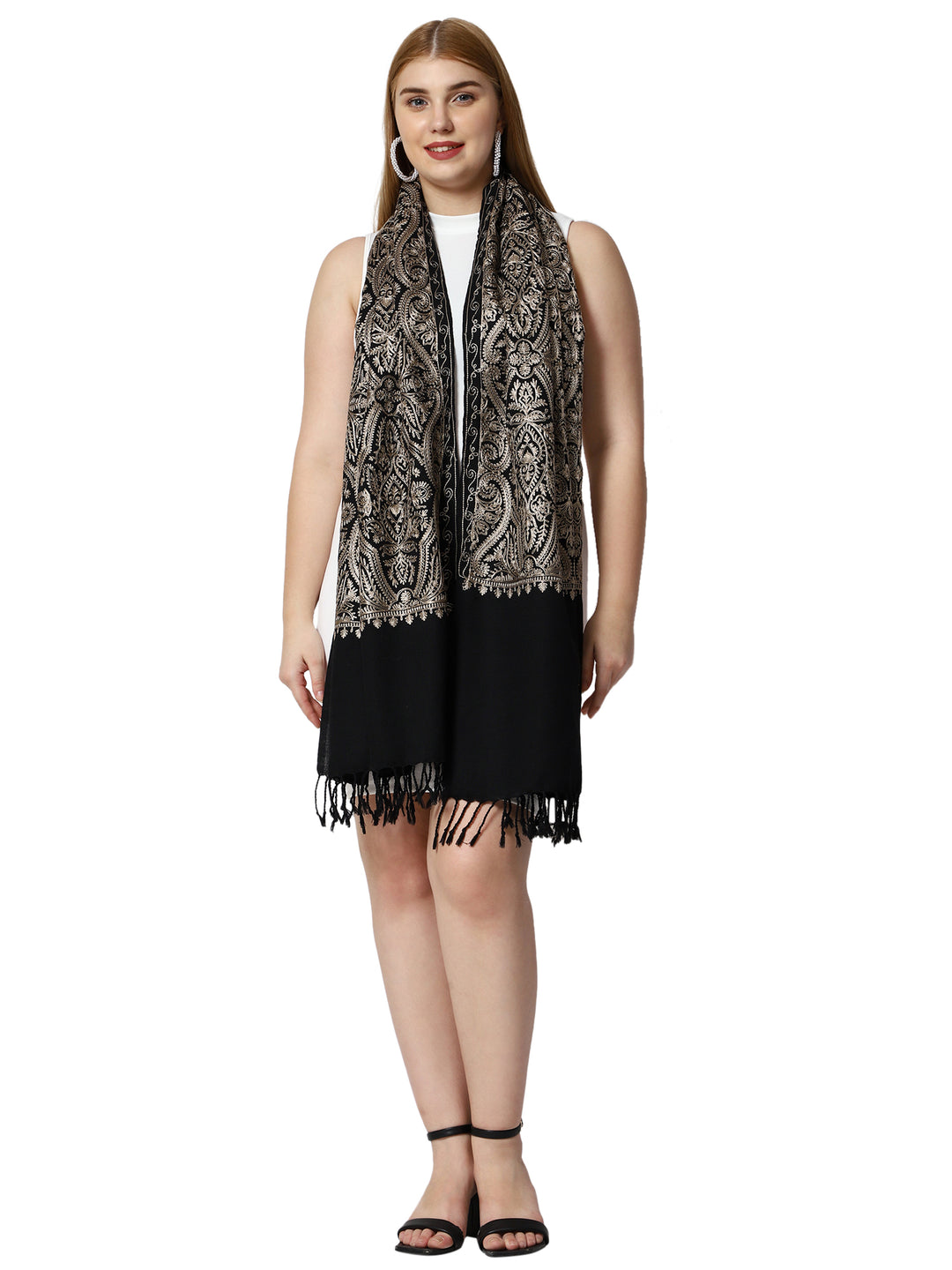 Women's Aari Embroidery Wool Stole