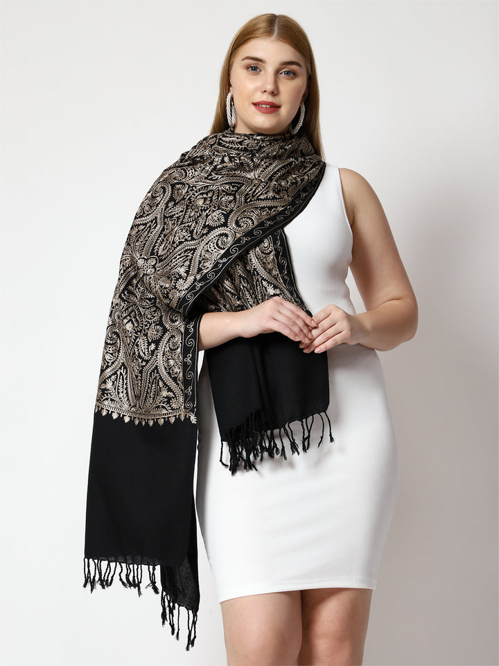 Women's Aari Embroidery Wool Stole