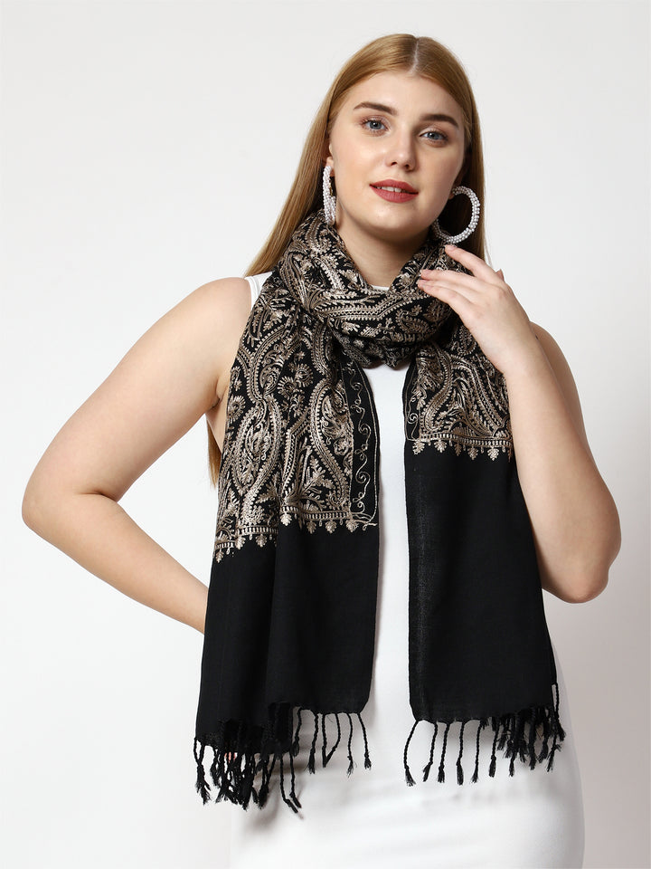 Women's Aari Embroidery Wool Stole