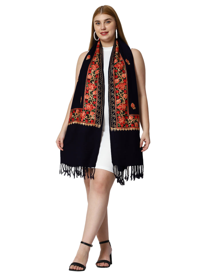 Women's Aari Embroidery Wool Stole