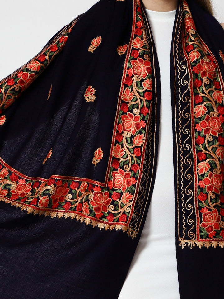 Women's Aari Embroidery Wool Stole