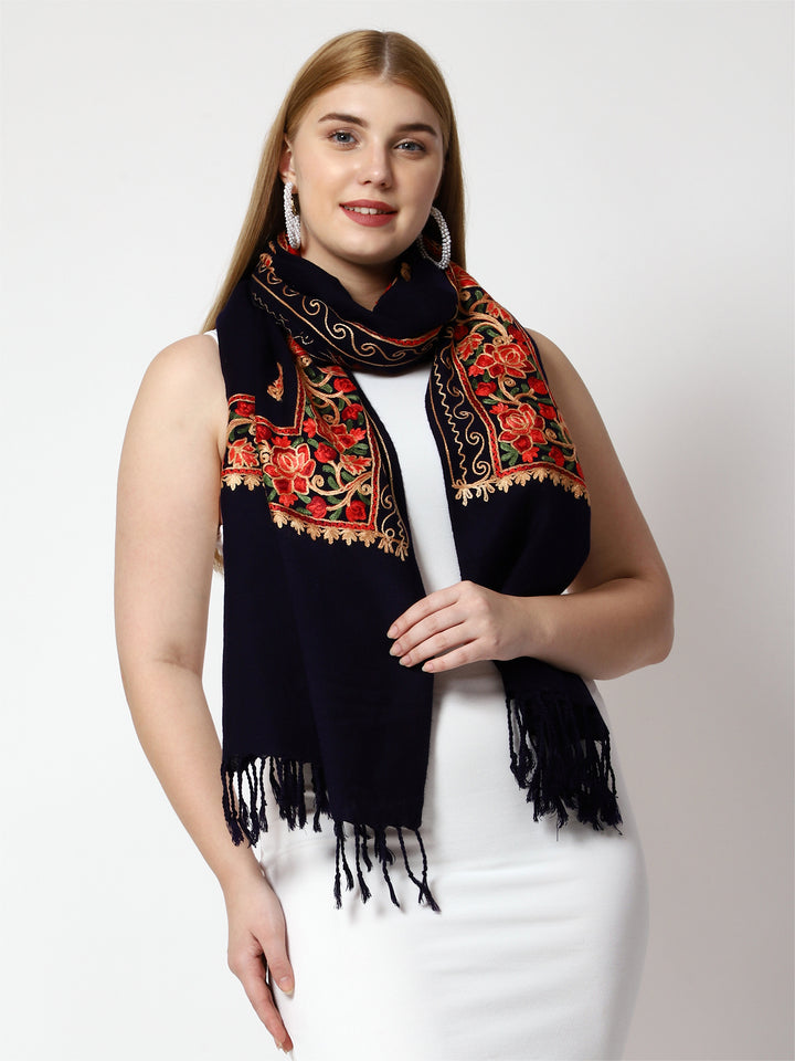 Women's Aari Embroidery Wool Stole