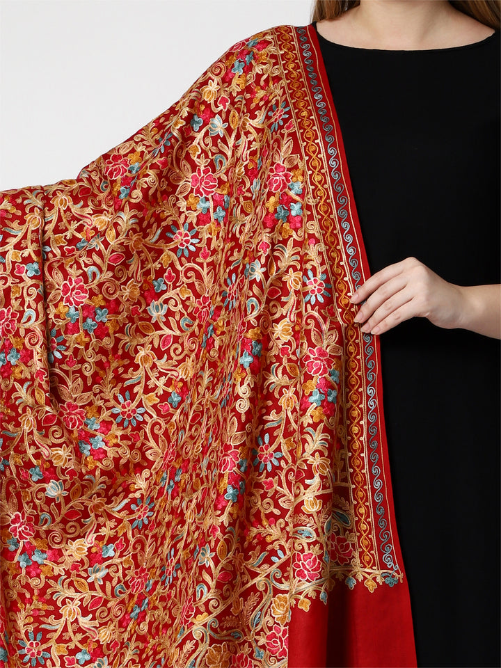 Women's Aari Embroidery Wool Shawl