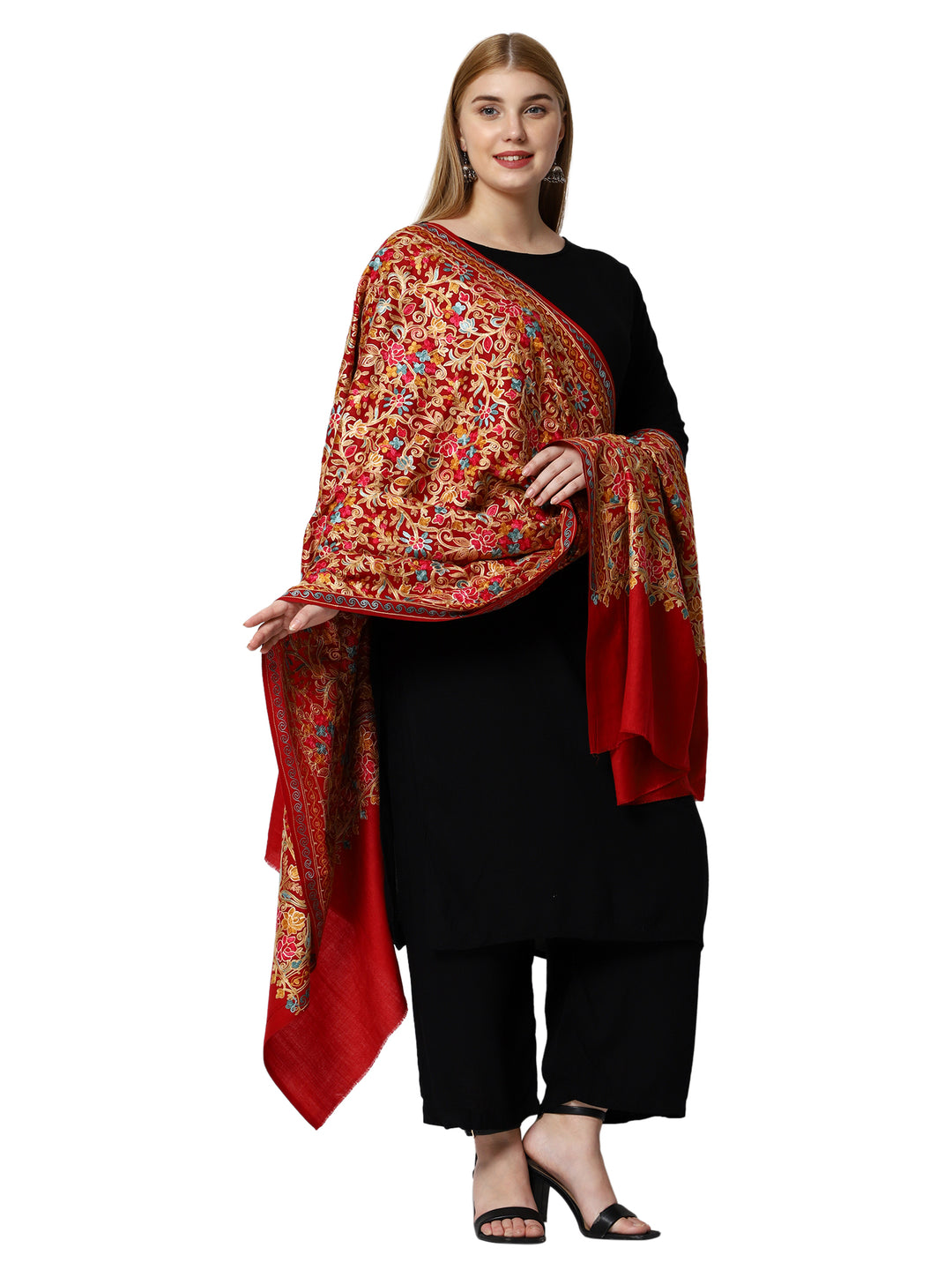 Women's Aari Embroidery Wool Shawl