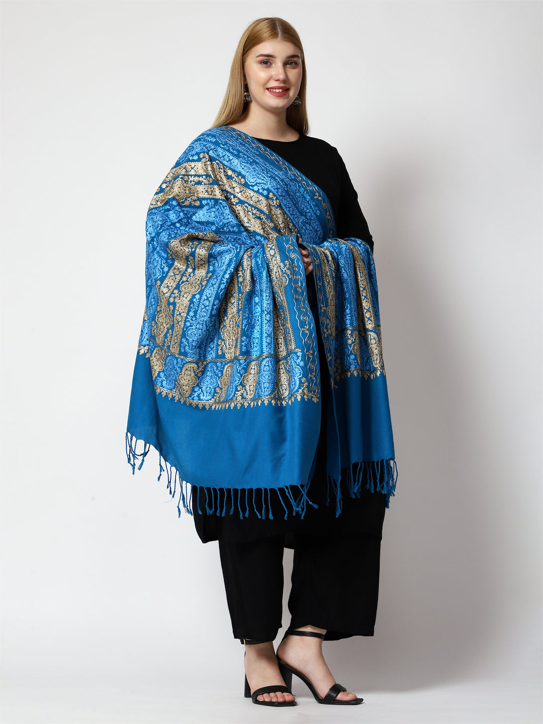 Women's Aari Embroidery Wool Shawl