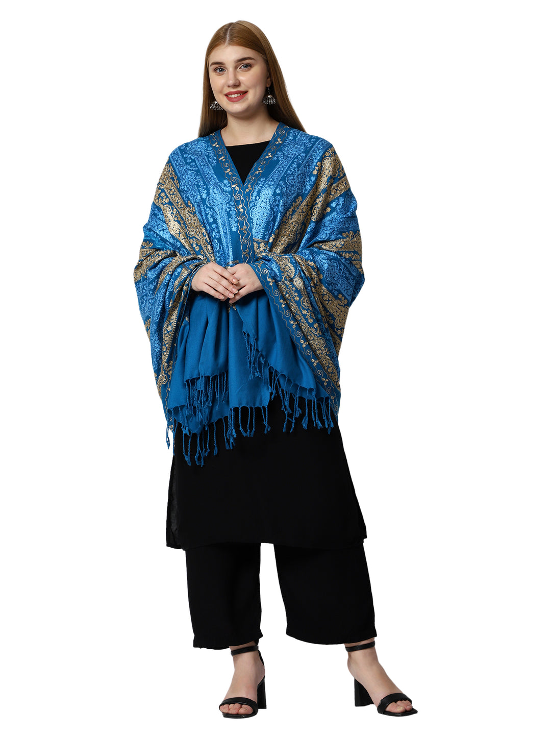 Women's Aari Embroidery Wool Shawl