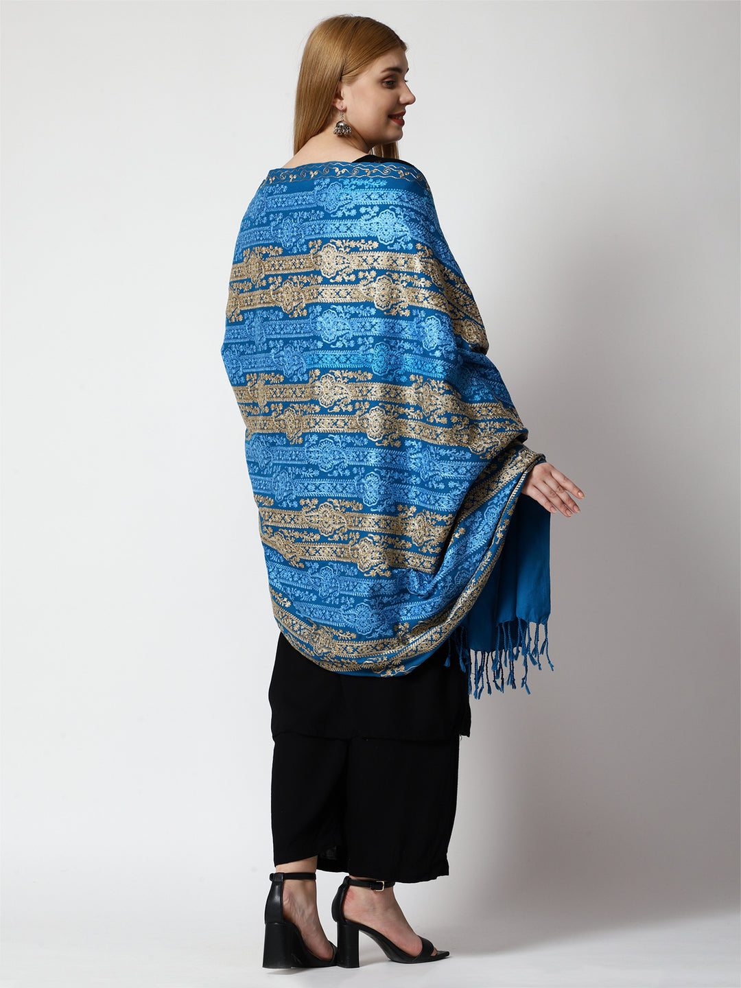 Women's Aari Embroidery Wool Shawl