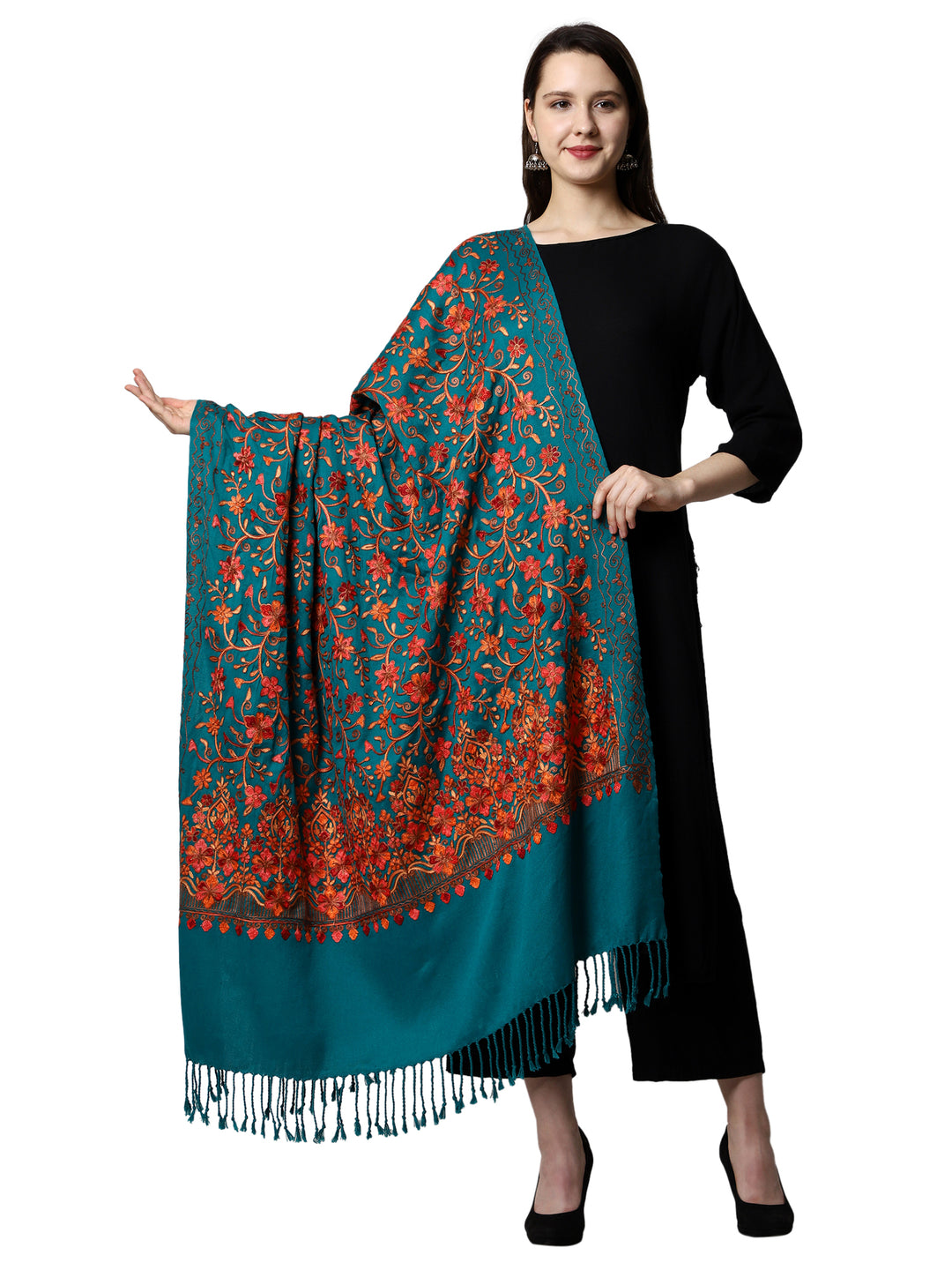 Women's Aari Embroidered Wool Shawl