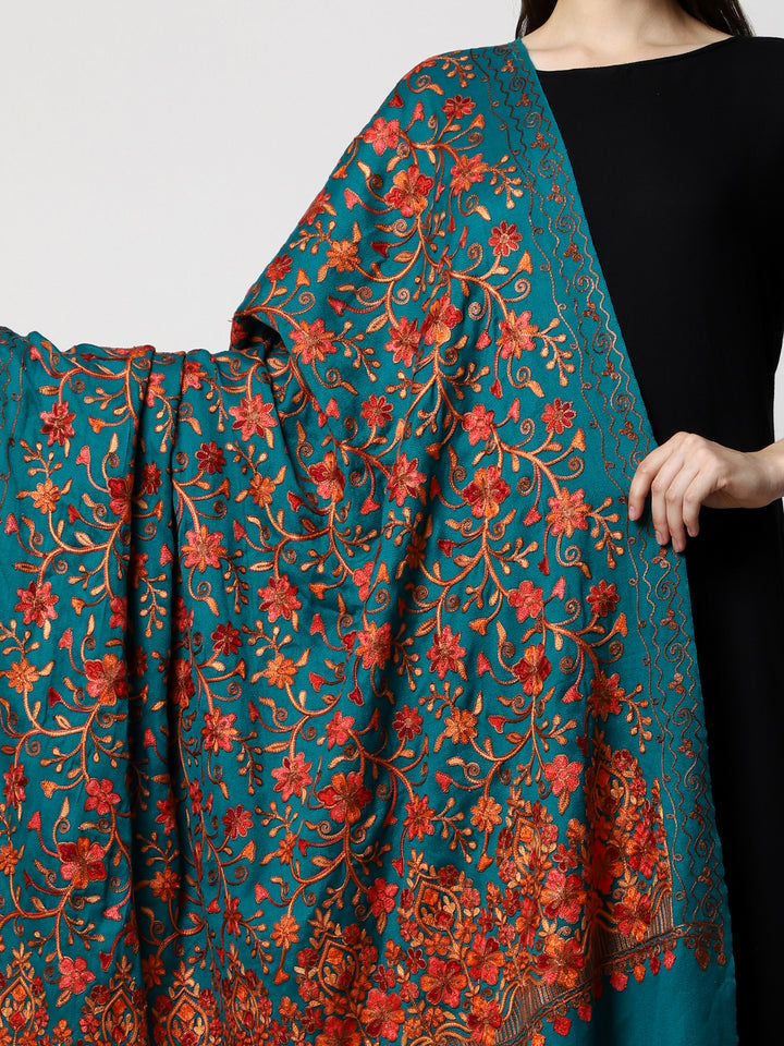Women's Aari Embroidered Wool Shawl