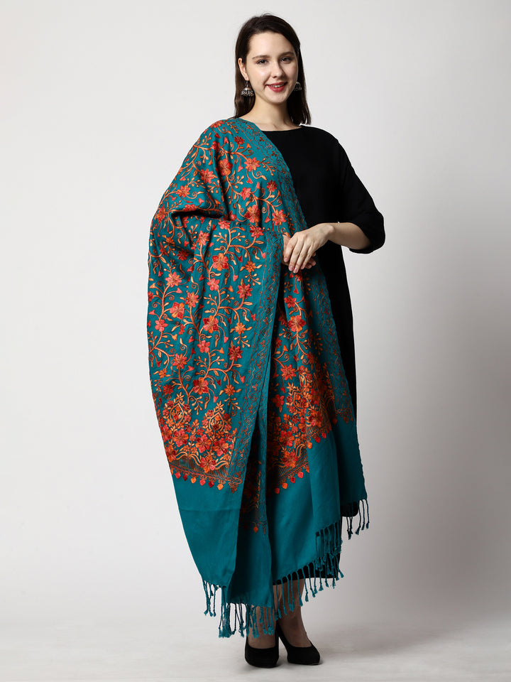 Women's Aari Embroidered Wool Shawl