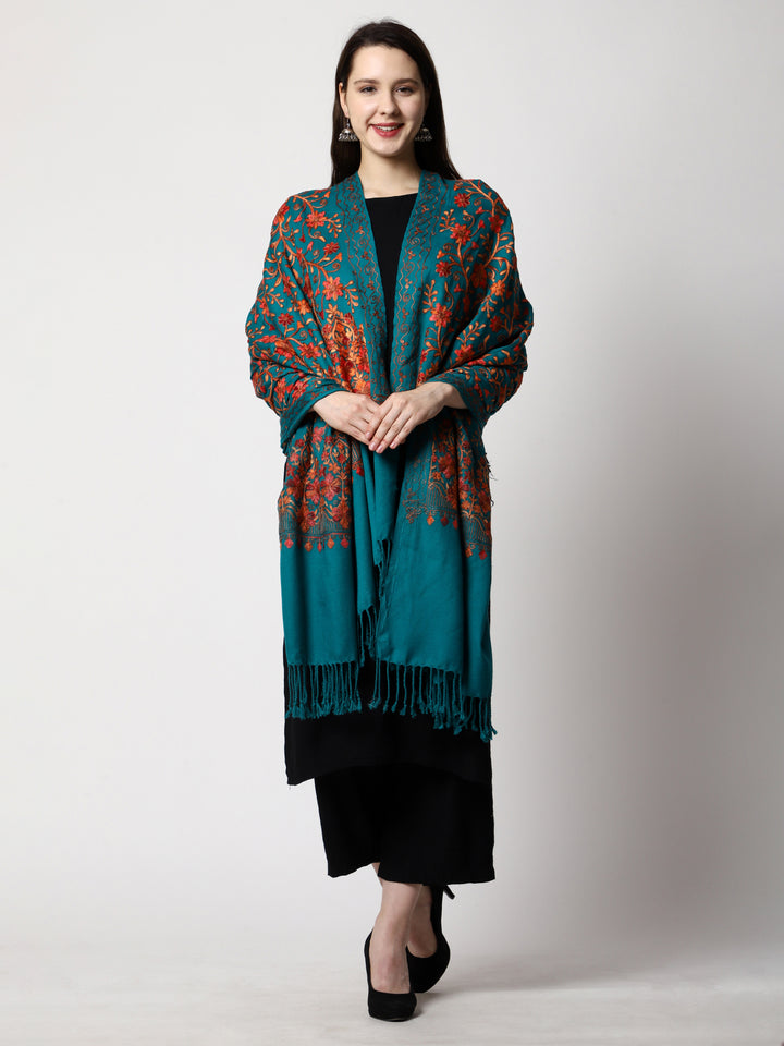 Women's Aari Embroidered Wool Shawl