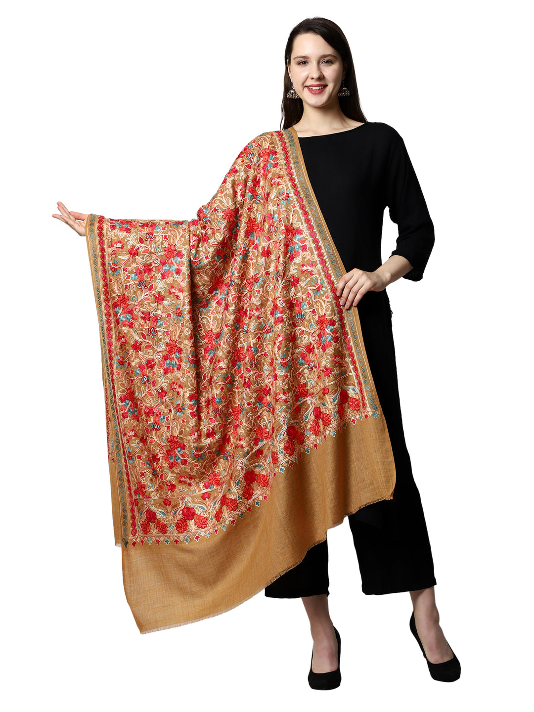 Women's Aari Embroidery Wool Shawl