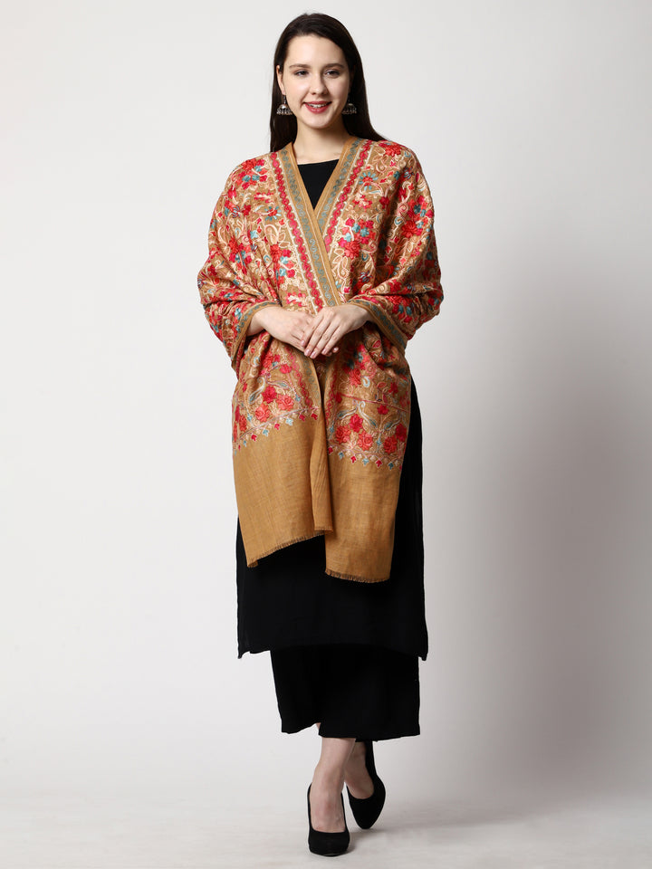 Women's Aari Embroidery Wool Shawl